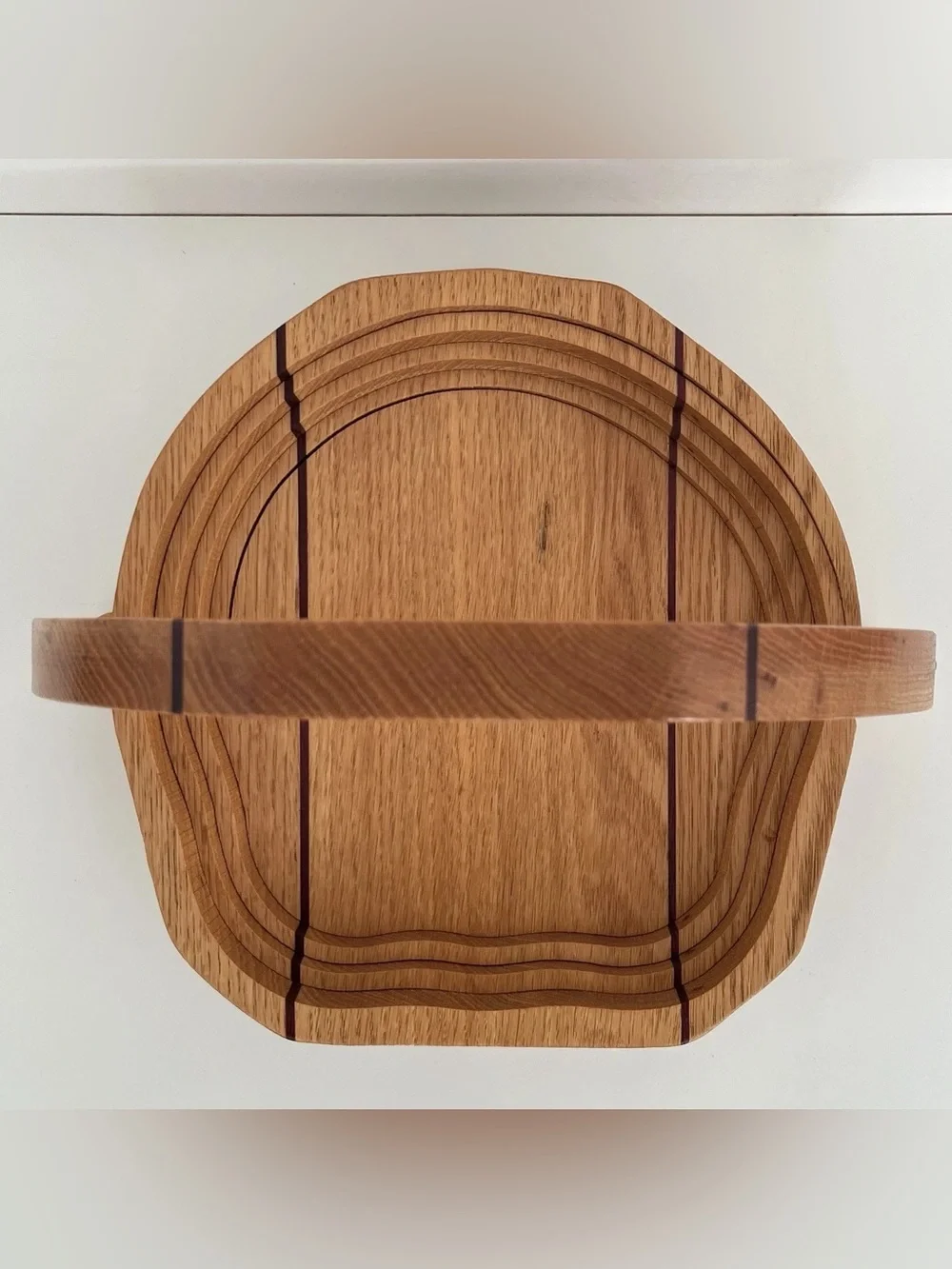 Vintage Handmade Wood Collapsible Fruit Basket Artist Signed Trivet Apple